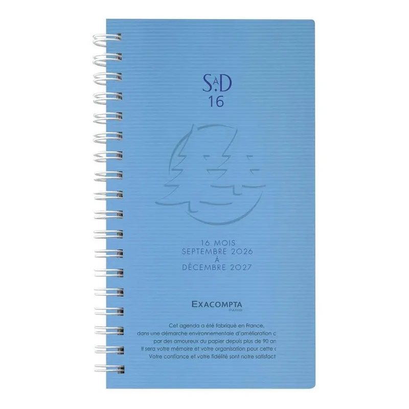 Agenda 2026-2027 EXACOMPTA SAD 16S - 9 x 16 cm - 1 semaine sur 2 pages - Orientation verticale - Linicolor bleu