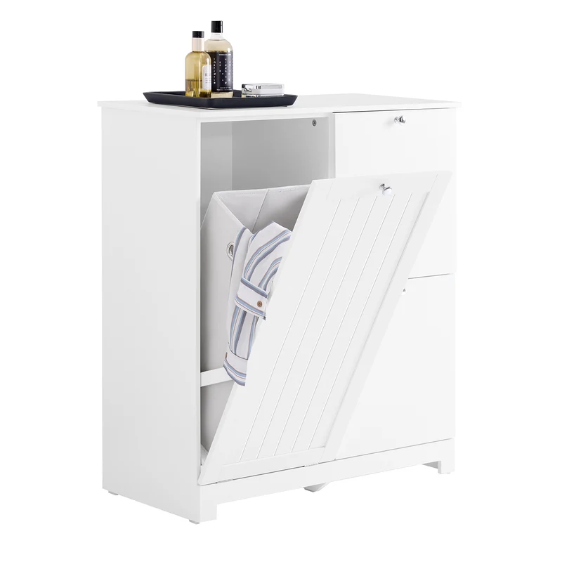 SoBuy BZR213-W Meuble Salle de Bain avec 3 Paniers à Linge – 2 Paniers Amovibles, Tri du Linge, Gain de Place, 78×38×90 cm, Blanc