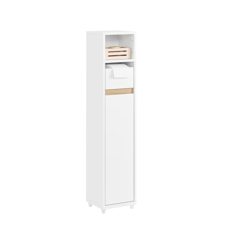 SoBuy BZR151-W Meuble de Salle de Bain Ultra-Étroit avec Étagère Réglable et Tiroir Repositionnable – L20×P20×H96 cm, Charge 30 kg, PB/MDF E1, Blanc