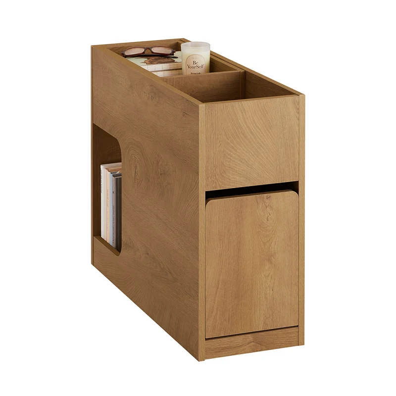 SoBuy FBT158-N Table de Chevet avec Plateau Amovible et Tiroir, Gain de Place, pour Salon et Chambre, Rangement Optimisé, Compact – L25×P70×H55 cm, Naturel