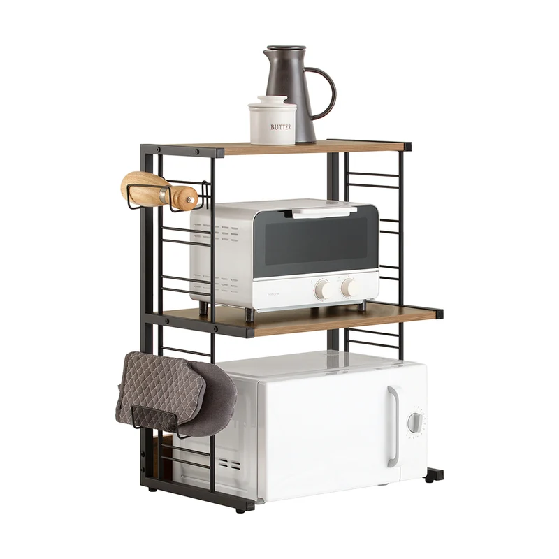 SoBuy KCR08-PF Étagère Micro-Ondes 2 Niveaux pour Double Four, Grande Capacité, Rangement Optimisé, Design Fonctionnel, Usage Quotidien – Charge 40 kg, Métal
