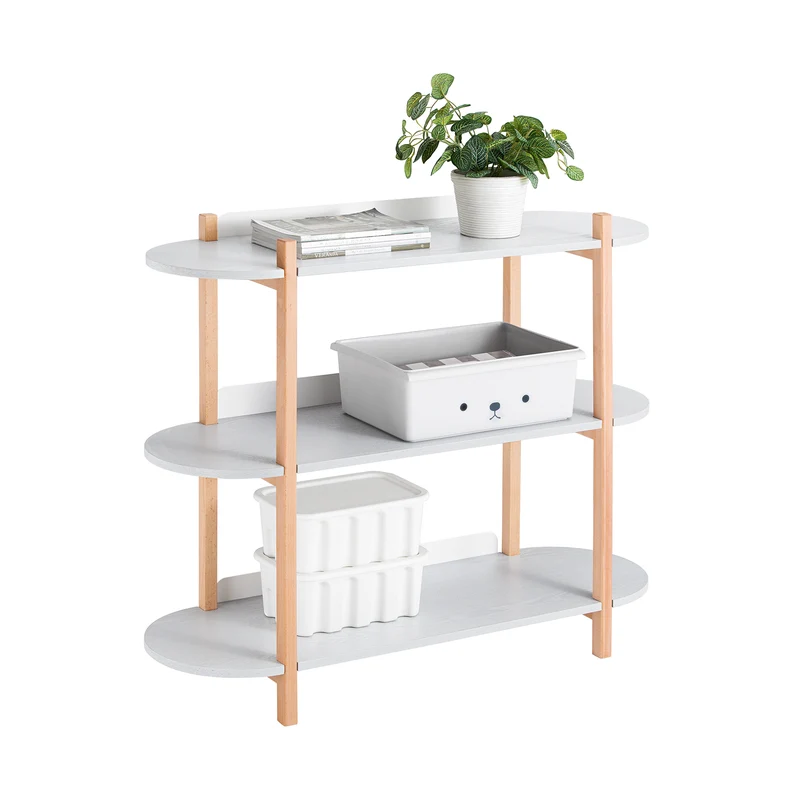SoBuy HSTR01-H-HG Console d’Entrée avec 3 Niveaux, pour Salon et Chambre, Rangement Optimisé, Design Fonctionnel, Usage Quotidien – L100×P33×H88 cm, Bois, Gris