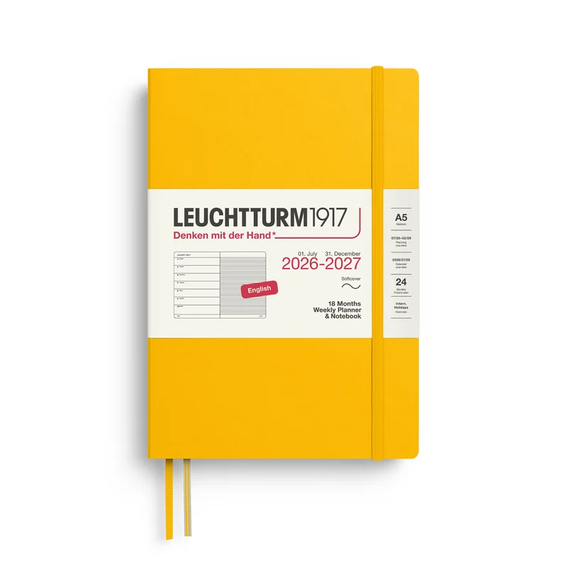 Agenda Semainier & Note Ligné 2026-2027 (18 mois) LEUCHTTURM1917, Anglais - A5 - Softcover - Sunflower