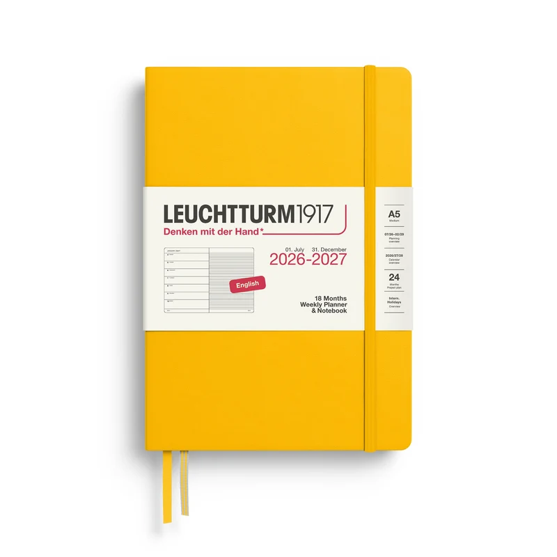 Agenda Semainier & Note Ligné 2026-2027 (18 mois) LEUCHTTURM1917, Anglais - A5 - Hardcover - Sunflower