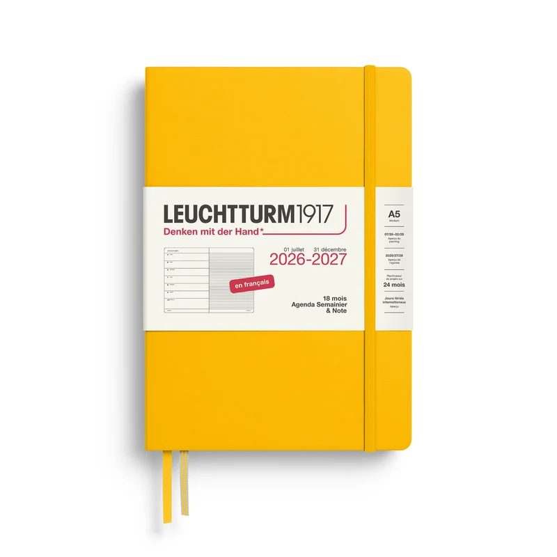 Agenda Semainier & Note Ligné 2026-2027 (18 mois) LEUCHTTURM1917, Français - A5 - Hardcover - Sunflower