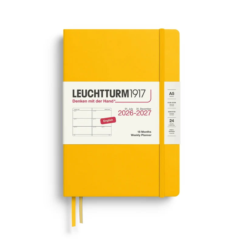 Agenda Semainier 2026-2027 (18 mois) LEUCHTTURM1917, Anglais - A5 - Hardcover - Sunflower