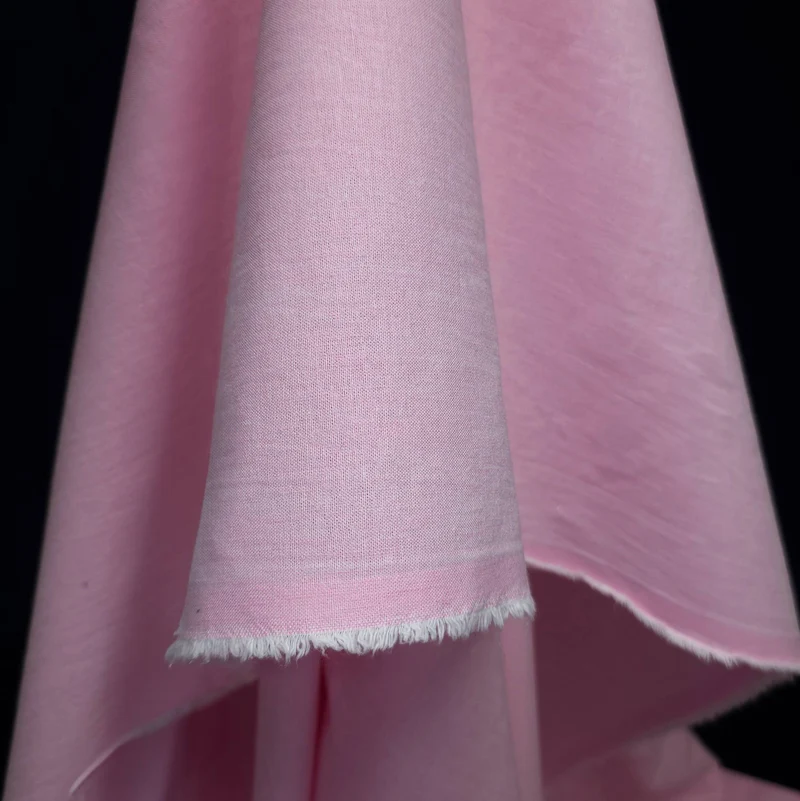 Popeline de coton rose | Tissu pour chemise structuré