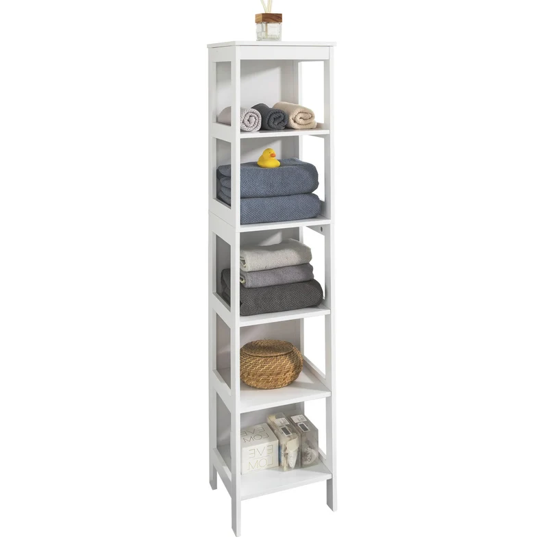 SoBuy BZR14-W Meuble Colonne de Salle de Bain Étagère Debout Armoire Haute Étagère de Rangement à 6 Niveaux - L30cm x P30cm x H139cm