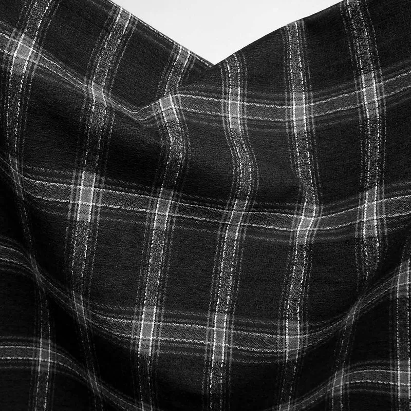 Flanelle de coton haut de gamme | Carreaux Noirs tissés teints