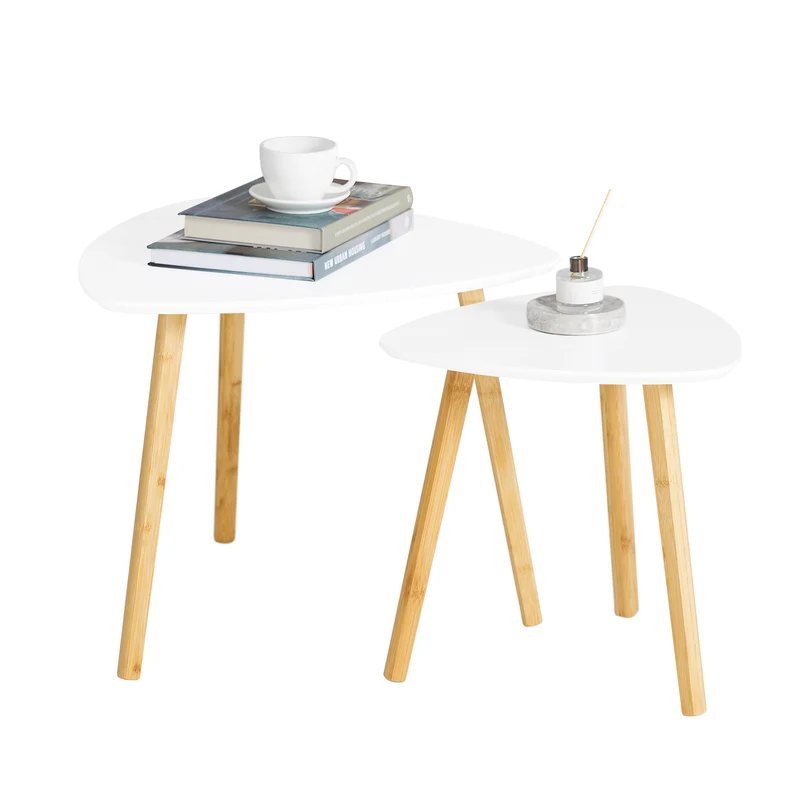 SoBuy FBT74-W Tables Basse Gigognes Lot de 2 - Table Basse Salon Moderne, Grande 55 cm & Petite 40 cm, Blanc