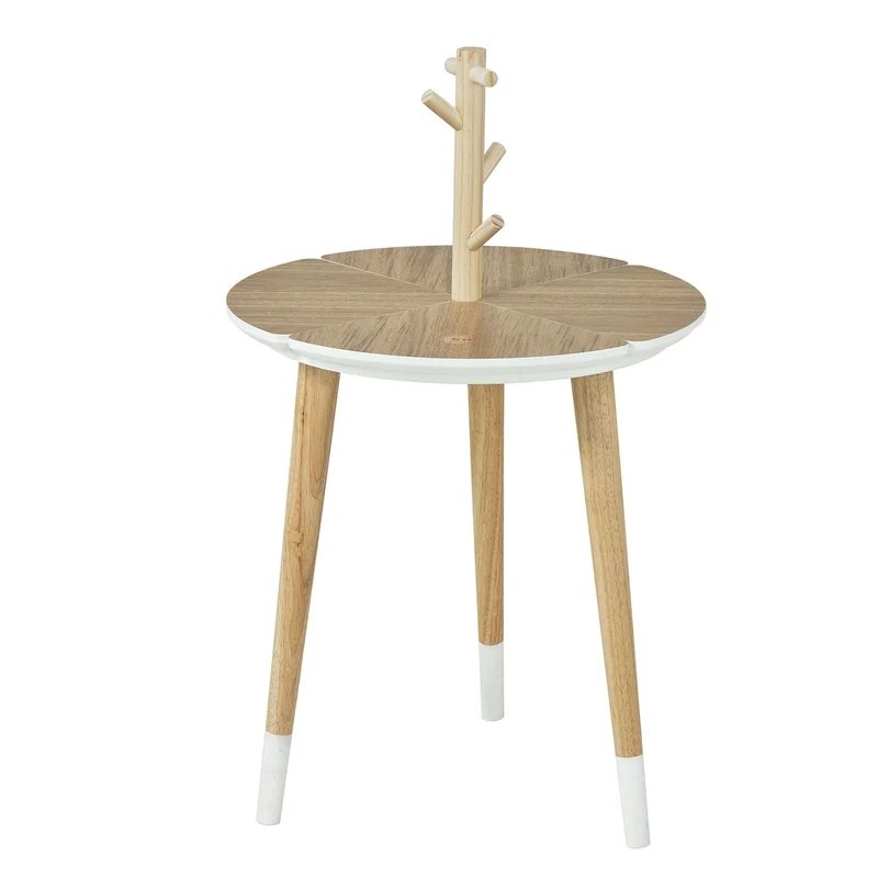 SoBuy FBT38-WN Table café Design avec support à Tasses Table d’appoint Ronde