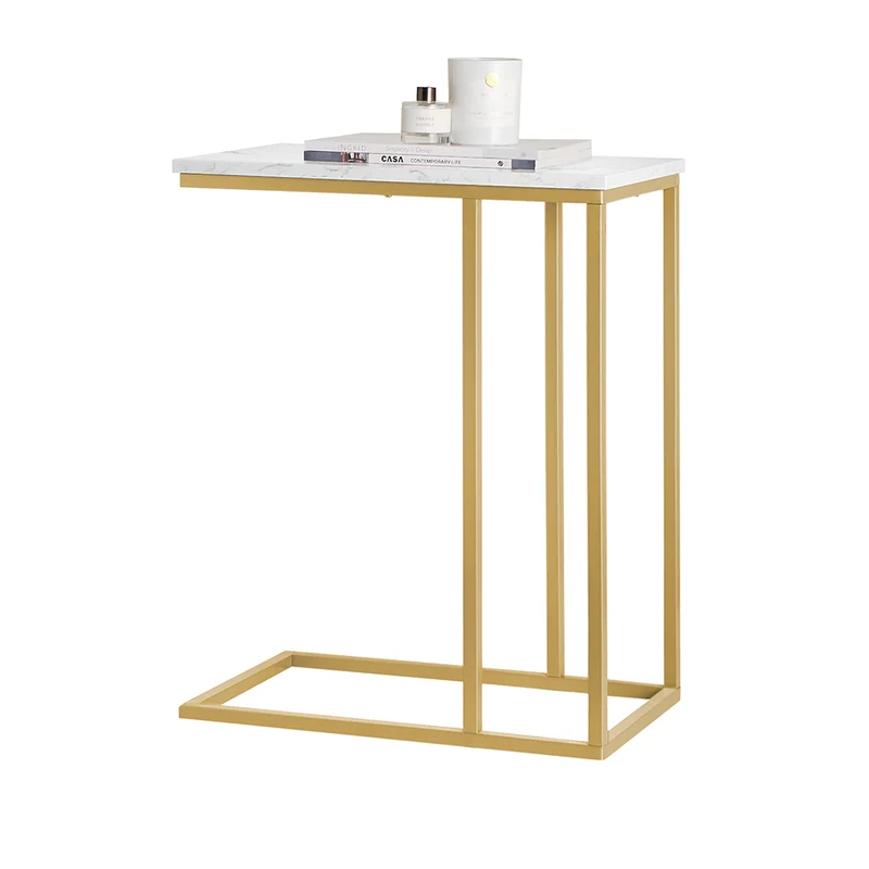 SoBuy FBT87-G Table d’Appoint Moderne Bout de canapé à Café Table de Chevet Effet Marbre