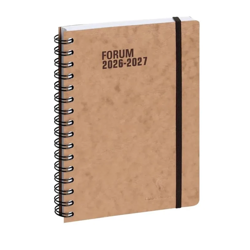 Agenda 2026-2027 CLAIREFONTAINE Forum Office - 15 x 21 cm - 1 jour par page - Orientation horizontale - Age Bag havane