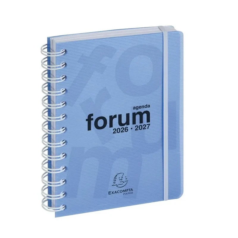 Agenda 2026-2027 EXACOMPTA Forum - 12 x 17 cm - 1 jour par page - Orientation horizontale - Linicolor bleu