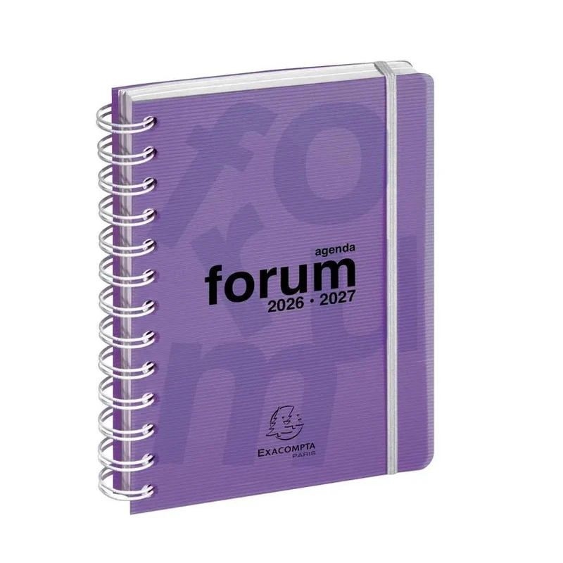 Agenda 2026-2027 EXACOMPTA Forum - 12 x 17 cm - 1 jour par page - Orientation horizontale - Linicolor violet