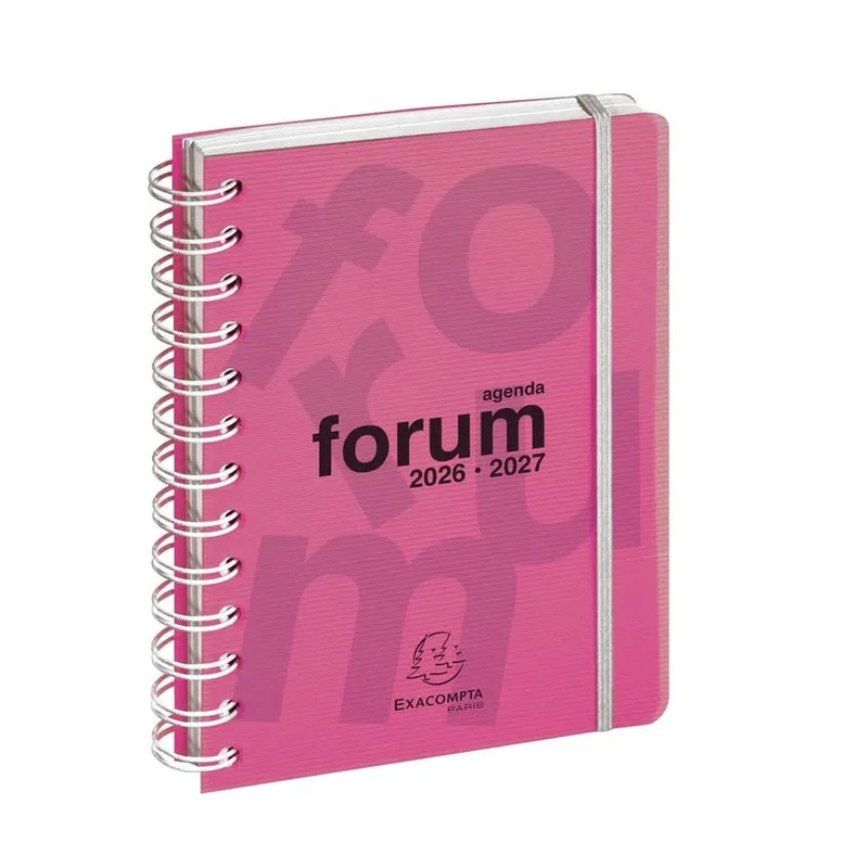 Agenda 2026-2027 EXACOMPTA Forum - 12 x 17 cm - 1 jour par page - Orientation horizontale - Linicolor rose