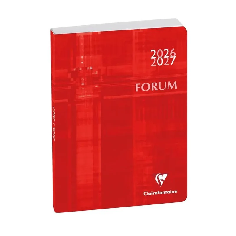 Agenda 2026-2027 CLAIREFONTAINE Forum - 12 x 17 cm - 1 jour par page - Orientation horizontale - Metric rouge