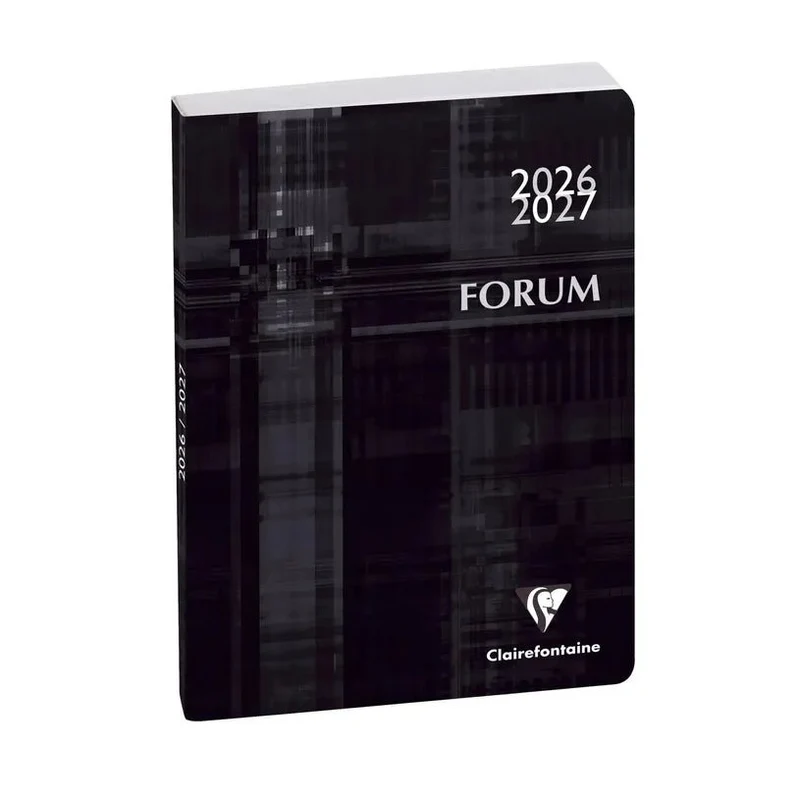 Agenda 2026-2027 CLAIREFONTAINE Forum - 12 x 17 cm - 1 jour par page - Orientation horizontale - Metric noir