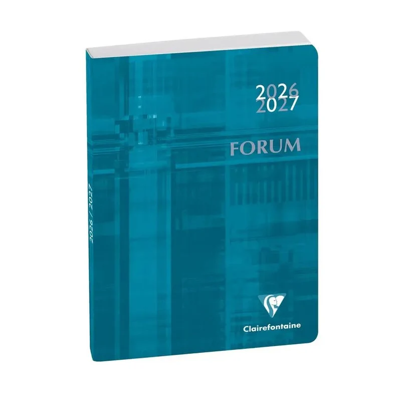 Agenda 2026-2027 CLAIREFONTAINE Forum - 12 x 17 cm - 1 jour par page - Orientation horizontale - Metric bleu canard