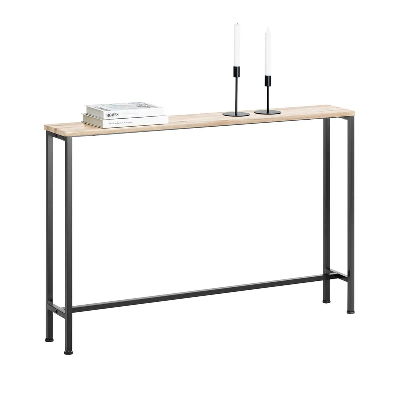 SoBuy FSB19-XL-Z Console Ultra Fine 20 cm – 120×20×80 cm, Charge 50 kg, Métal Noir et Plateau Bois