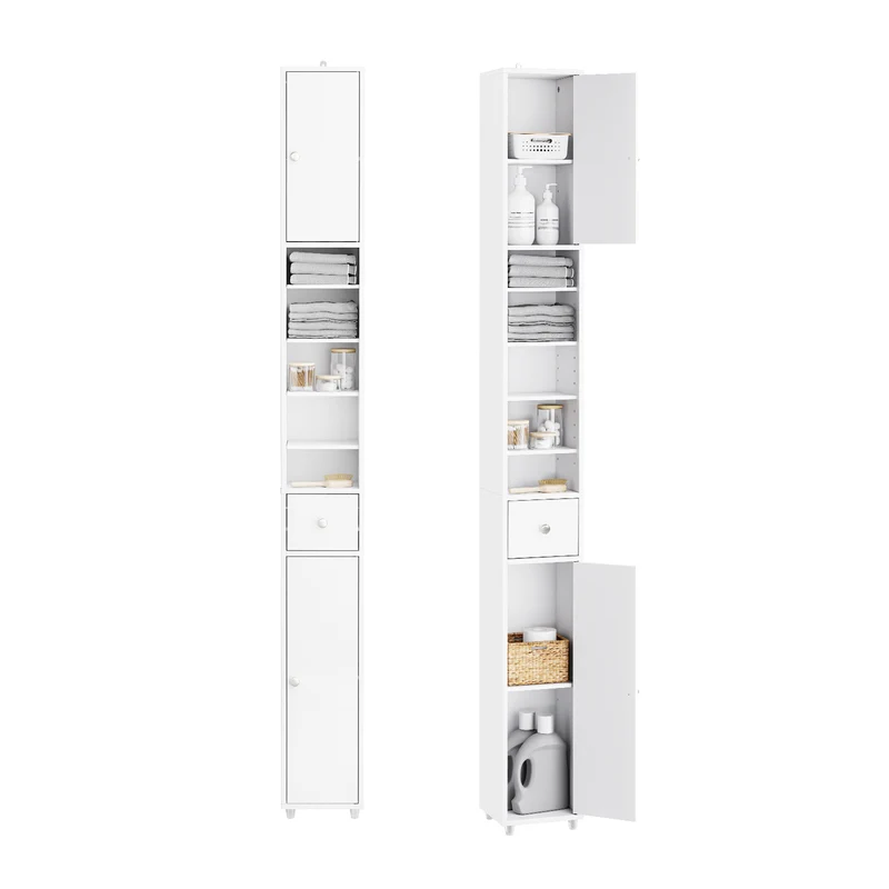 SoBuy BZR34-II-W Colonne Salle de Bain Étroite 20 cm – Rangement Gain de Place Blanc