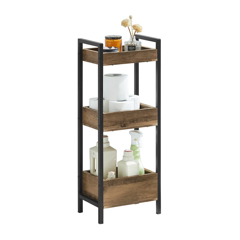 SoBuy FRG226-F Meuble Salle de Bain Rangement avec 3 paniers - Rangement Serviteur de Douche Étagère de Stockage Salle de Bain Petit Meuble WC Rangement 28x20x74 cm
