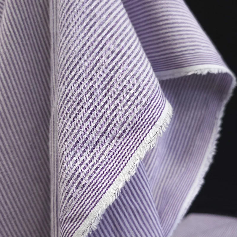 Tissé Teint | Coton pour Chemise | Lignes Mauve