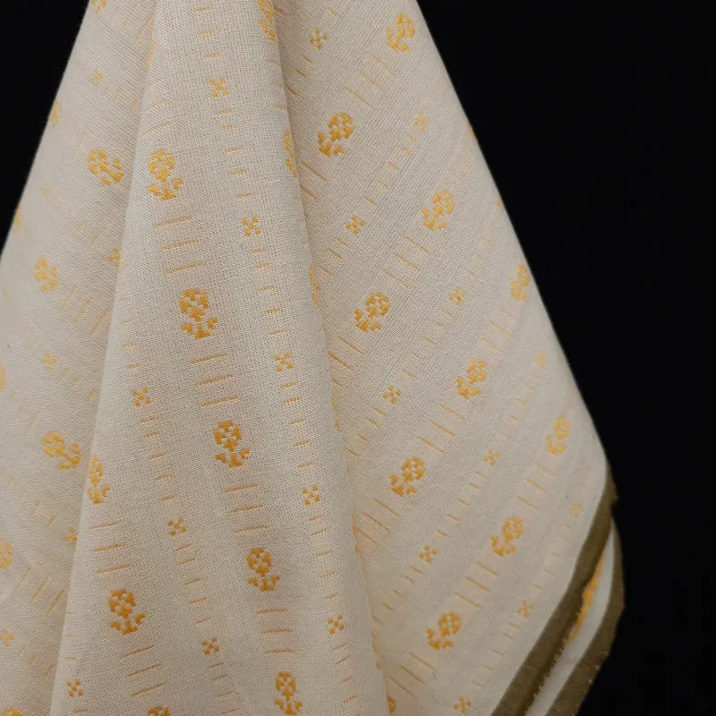 Tissé Teint | 100% Coton | Swedish Holiday | Hilde Floral en Jaune Doré | Fableism