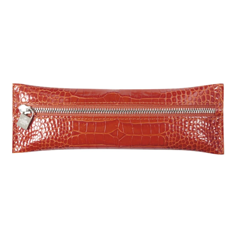 Trousse plate zippée MIGNON - Croco Savannah orange