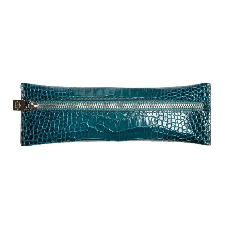 Trousse plate zippée MIGNON - Croco Savannah colvert