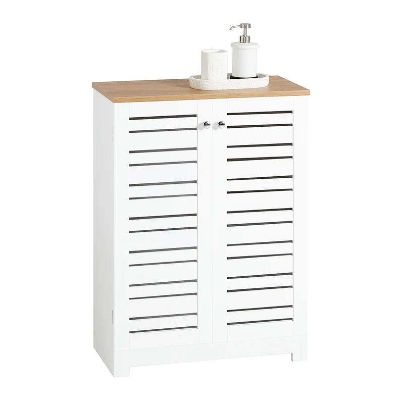 SoBuy BZR41-W Meuble Salle de Bain avec Étagères Réglables, Format Compact, Gain de Place, Usage Polyvalent, Rangement Optimisé – L60×P30×H82 cm, MDF, Blanc