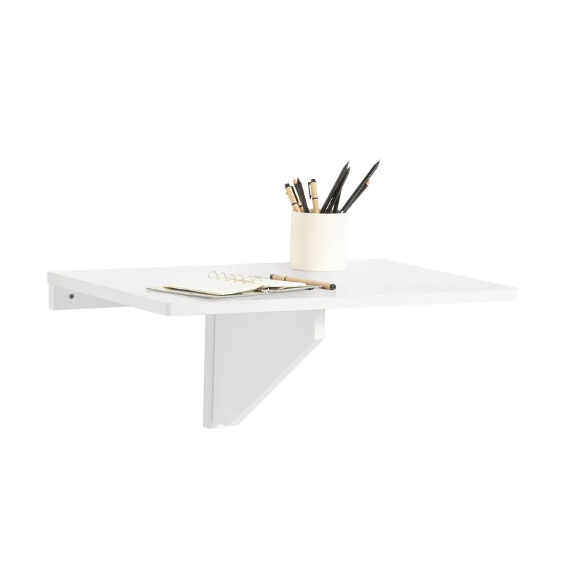 SoBuy FWT03-W Table Murale Pliante 60×40 cm – Bureau ou Table Repas, Charge 50 kg, Blanc