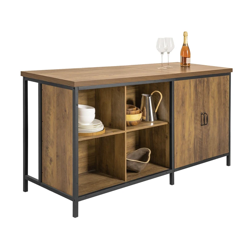 SoBuy KNL01-F Ìlot Central Cuisine Industriel 170 cm – Plan de Travail XXL, Buffet Bar Vintage