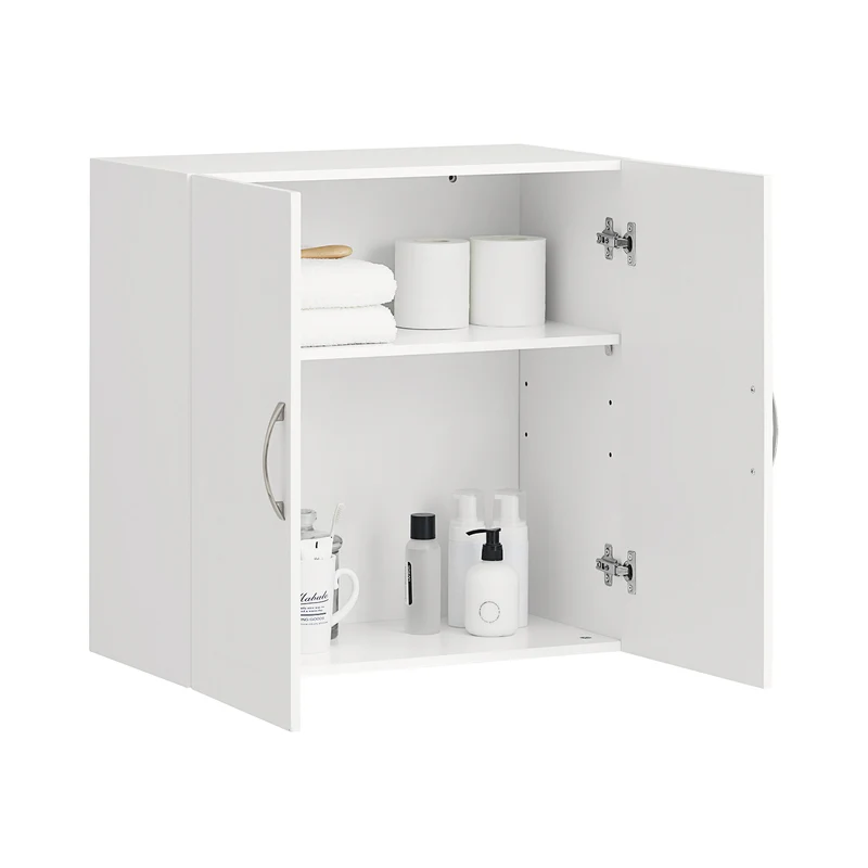 SoBuy FRG231-W Armoire Murale Salle de Bain avec Porte et Étagère Réglable – L60×P30×H60 cm, Charge 25 kg, MDF E1, Blanc