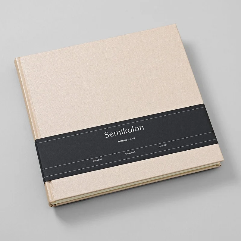 Livre d'Or SEMIKOLON Metallic Edition - 25 x 23 cm - Uni - Satin Champagne