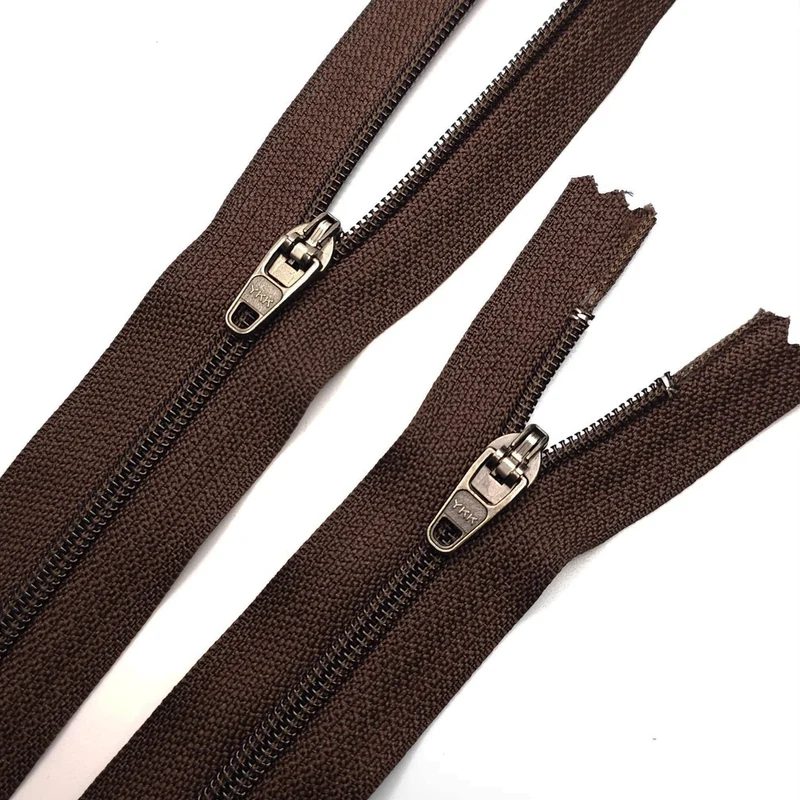 YKK | Fermeture éclair à bout fermé verouillage semi-automatique | Spirale | 8'' - 20 cm | #5 | Brun