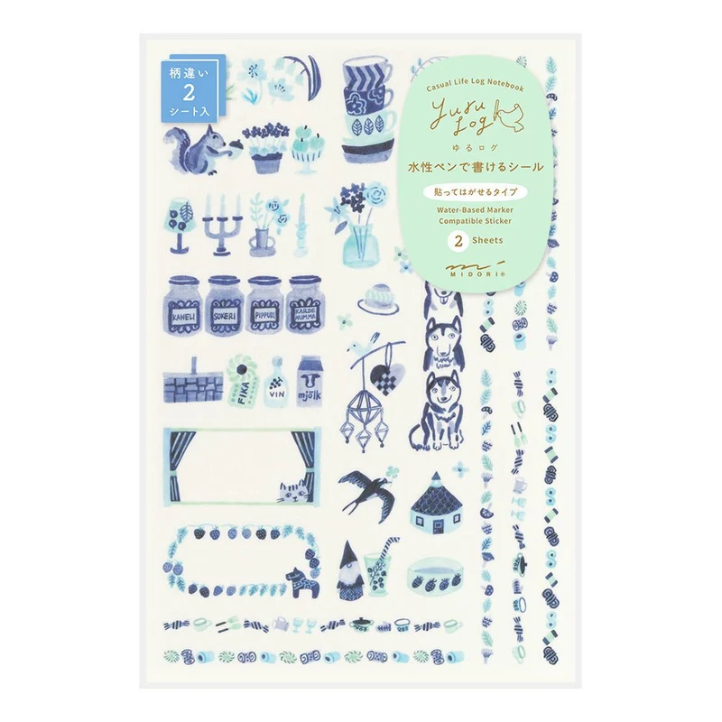 Stickers repositionnables MIDORI Yuru Log - Bleu Nordique