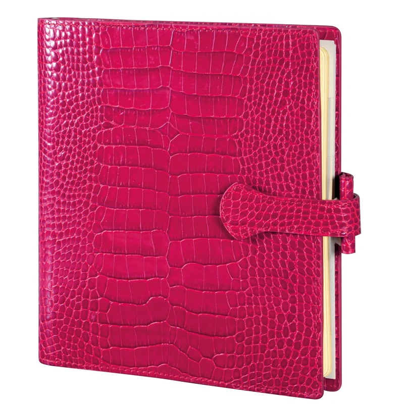 Organiseur MIGNON AK17 - 16,8 x 18,5 cm - 1 semaine sur 2 pages - Orientation verticale - Croco Savannah framboise royale