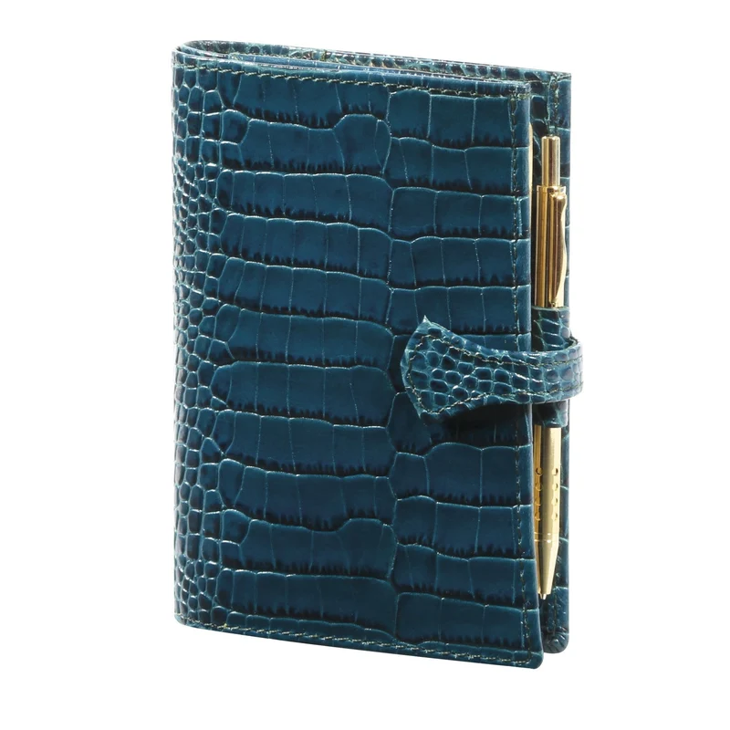 Organiseur MIGNON SK12 - 9 x 13 cm - 1 semaine sur 2 pages - Orientation horizontale - Croco Savannah colvert