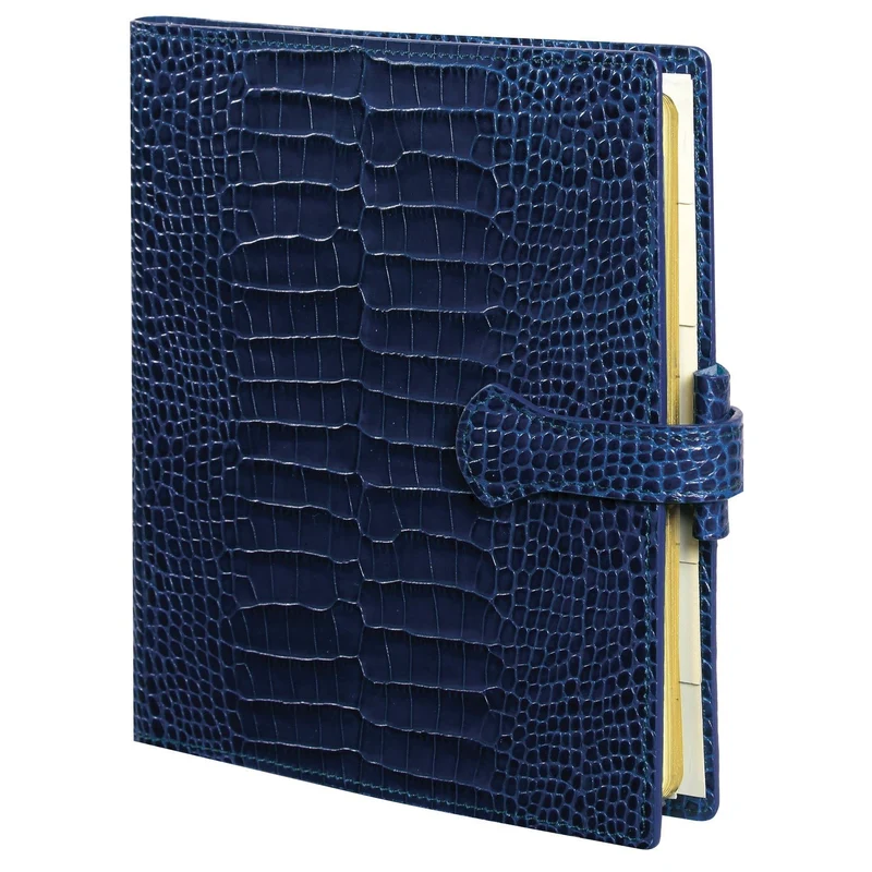 Organiseur MIGNON AK17 - 16,8 x 18,5 cm - 1 semaine sur 2 pages - Orientation verticale - Croco Savannah bleu marine