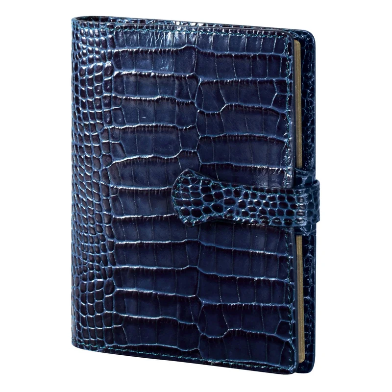 Organiseur MIGNON AK13 - 11 x 13,9 cm - 1 semaine sur 2 pages - Orientation verticale - Croco Savannah bleu marine