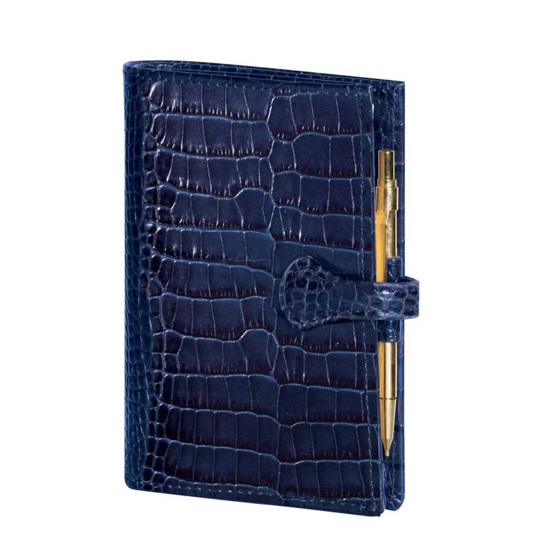 Organiseur MIGNON SK12 - 9 x 13 cm - 1 semaine sur 2 pages - Orientation horizontale - Croco Savannah bleu marine