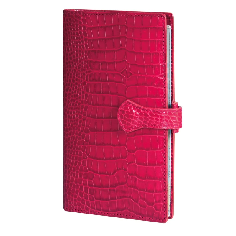 Organiseur MIGNON AK18 - 10,8 x 18,5 cm - 1 semaine + notes - Orientation horizontale - Croco Savannah framboise royale