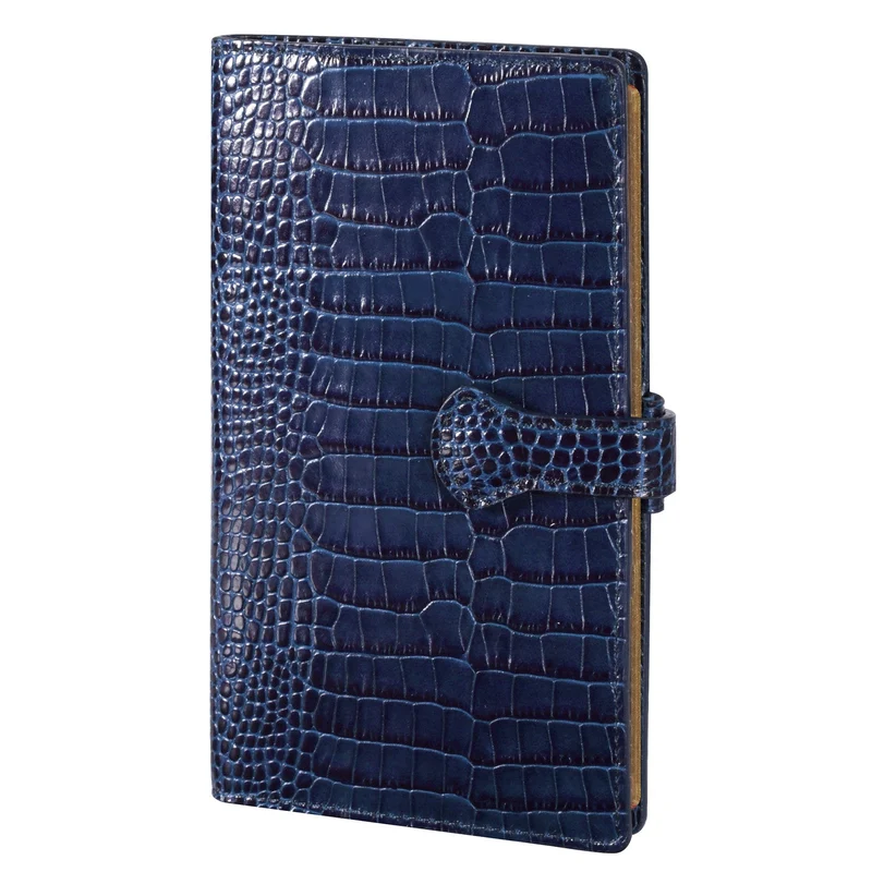 Organiseur MIGNON AK18 - 10,8 x 18,5 cm - 1 semaine + notes - Orientation horizontale - Croco Savannah bleu marine