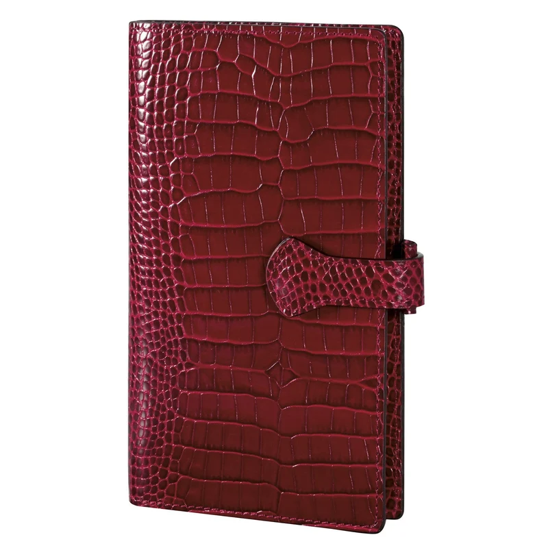 Organiseur MIGNON AK18 - 10,8 x 18,5 cm - 1 semaine + notes - Orientation horizontale - Croco Savannah rouge