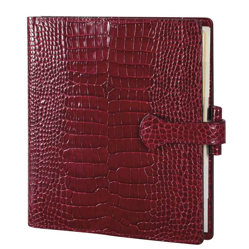 Organiseur MIGNON AK17 - 16,8 x 18,5 cm - 1 semaine sur 2 pages - Orientation verticale - Croco Savannah rouge