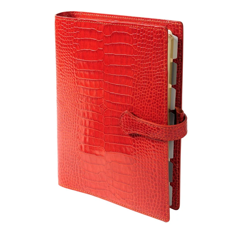 Organiseur MIGNON AK22 - 17,3 x 23 cm - 1 semaine sur 2 pages - Orientation verticale - Croco Savannah orange