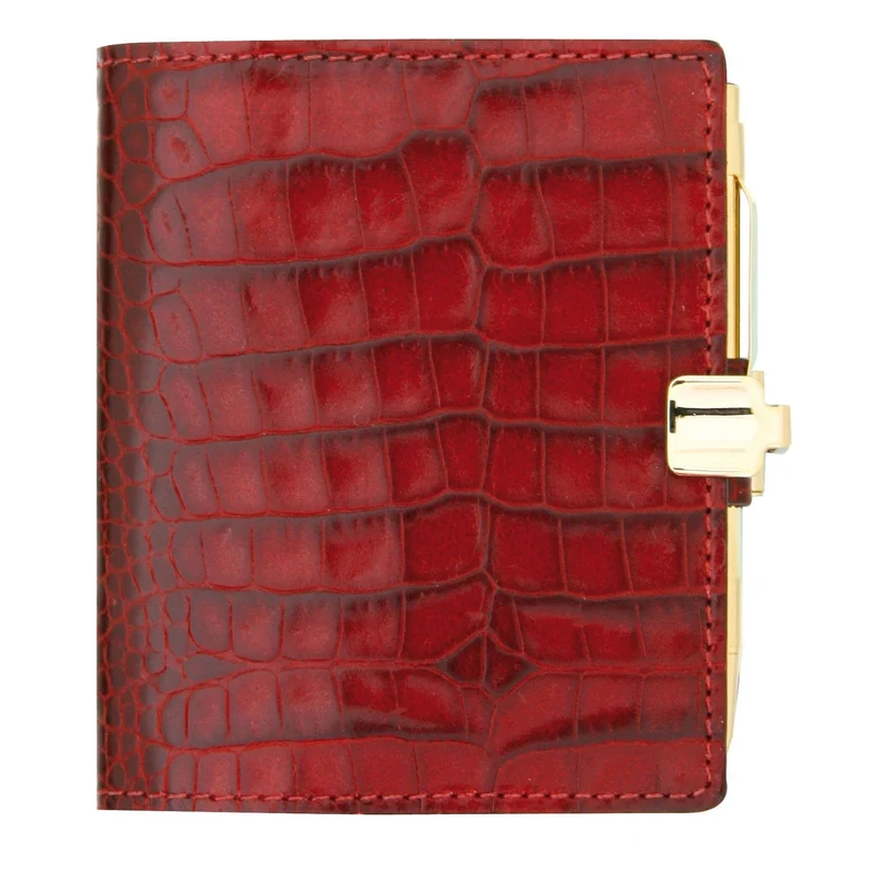 Agenda MIGNON A10 - 8,4 x 10 cm - 2 jours par page - Orientation horizontale - Croco Savannah rouge