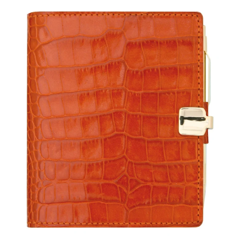 Agenda MIGNON A10 - 8,4 x 10 cm - 2 jours par page - Orientation horizontale - Croco Savannah orange