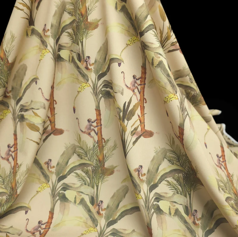 Tissu Extensible pour Boardshort | Singes Tropicaux | Deadstock